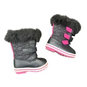 Rugged Outback Baby Girl Faux Fur Trimmed Snow Boots Size 5 Black